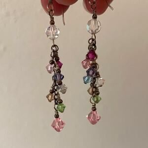 fairy dangle earrings colorful crystal beads whimsical y2k handmade jewelry